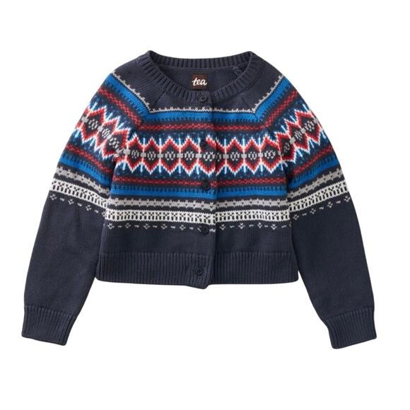 Youth Tea Collection Family Fair Isle Cardigan large - Picture 1 of 10